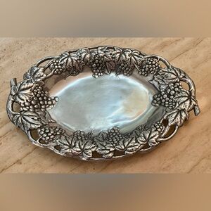 Arthur Court Ornate Grapevine Plater, Silver Tray